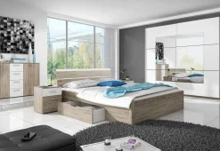 Letto 160x200cm matrimoniale moderno rovere bianco Copenhagen