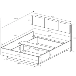 Letto 160x200cm matrimoniale moderno bianco rovere Noa