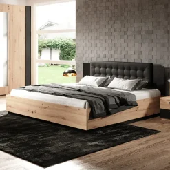 Letto 180x200cm matrimoniale oversize rovere nero Vulcano