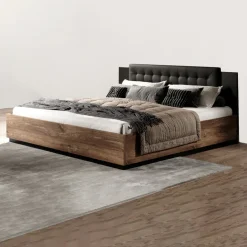 Letto 180x200cm matrimoniale oversize quercia scuro nero Vulcano