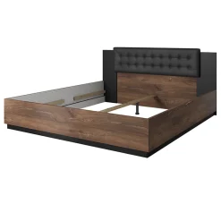 Letto 180x200cm matrimoniale oversize quercia scuro nero Vulcano