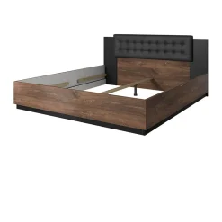 Letto 160x200cm matrimoniale quercia scuro nero Vulcano