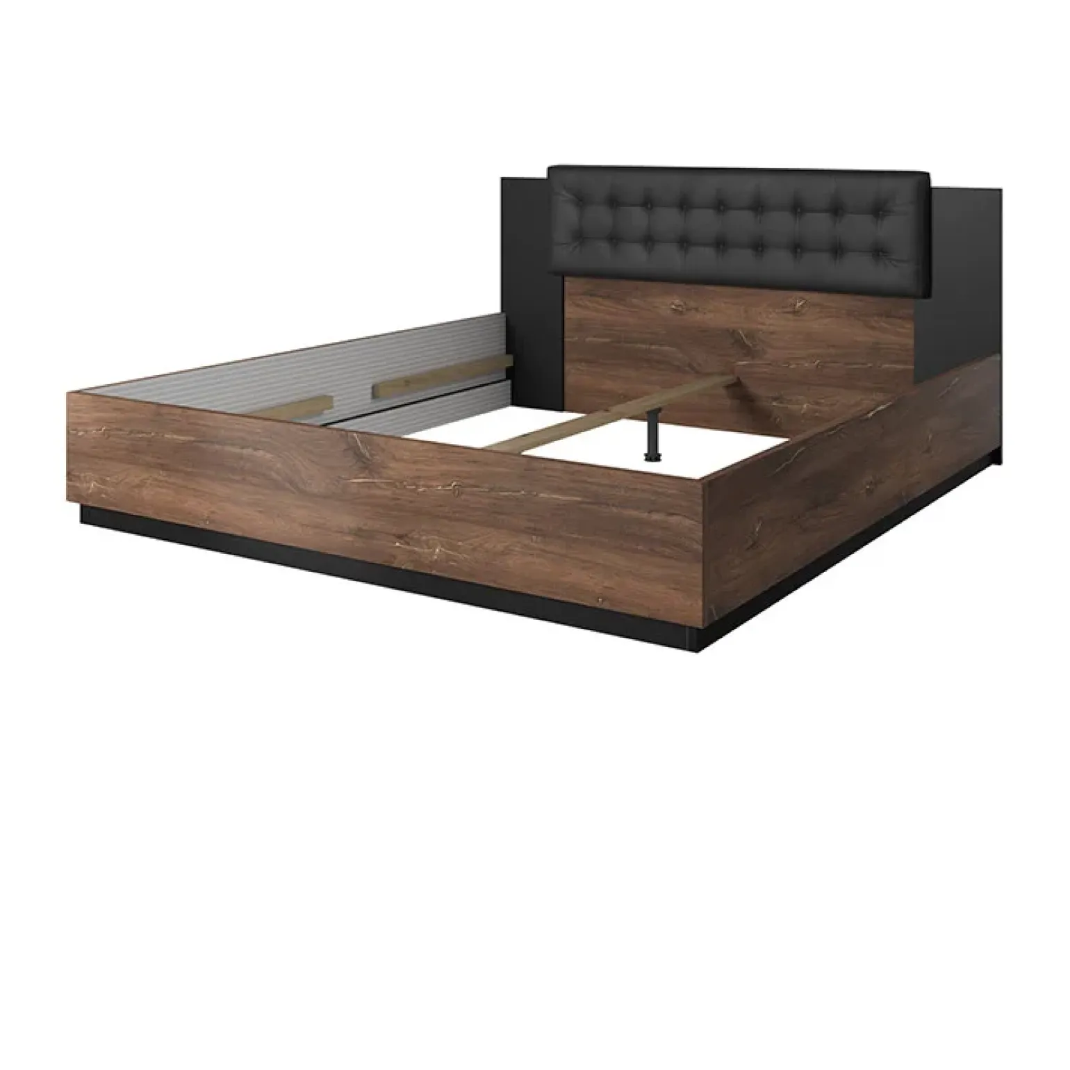 Letto 160x200cm matrimoniale quercia scuro nero Vulcano