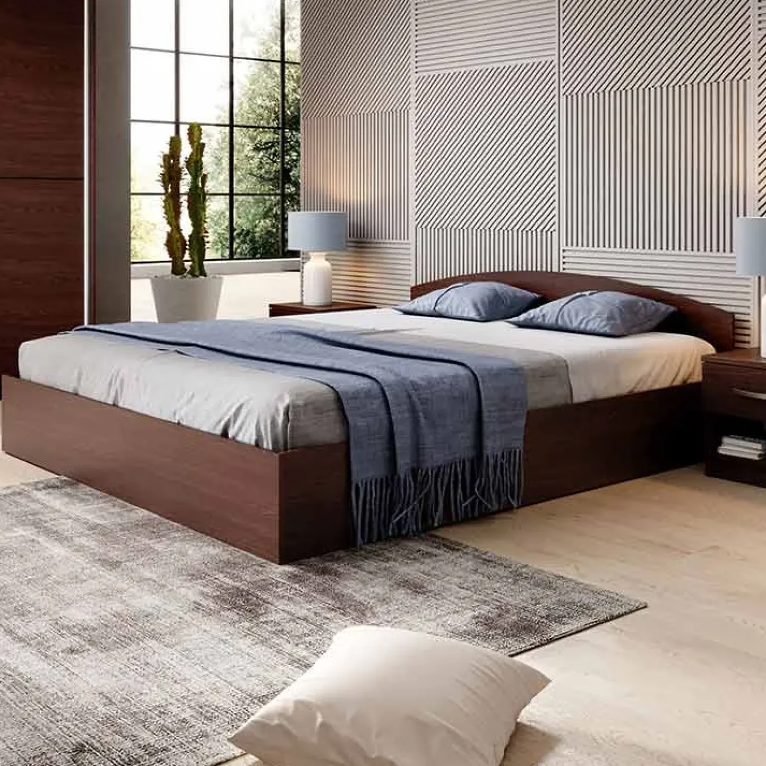 Letto 160x200cm matrimoniale standard wengè Roma-Sorrento