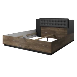 Letto 180x200cm oversize matrimoniale rovere scuro nero Vulcano