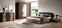Letto 180x200cm oversize matrimoniale rovere scuro nero Vulcano
