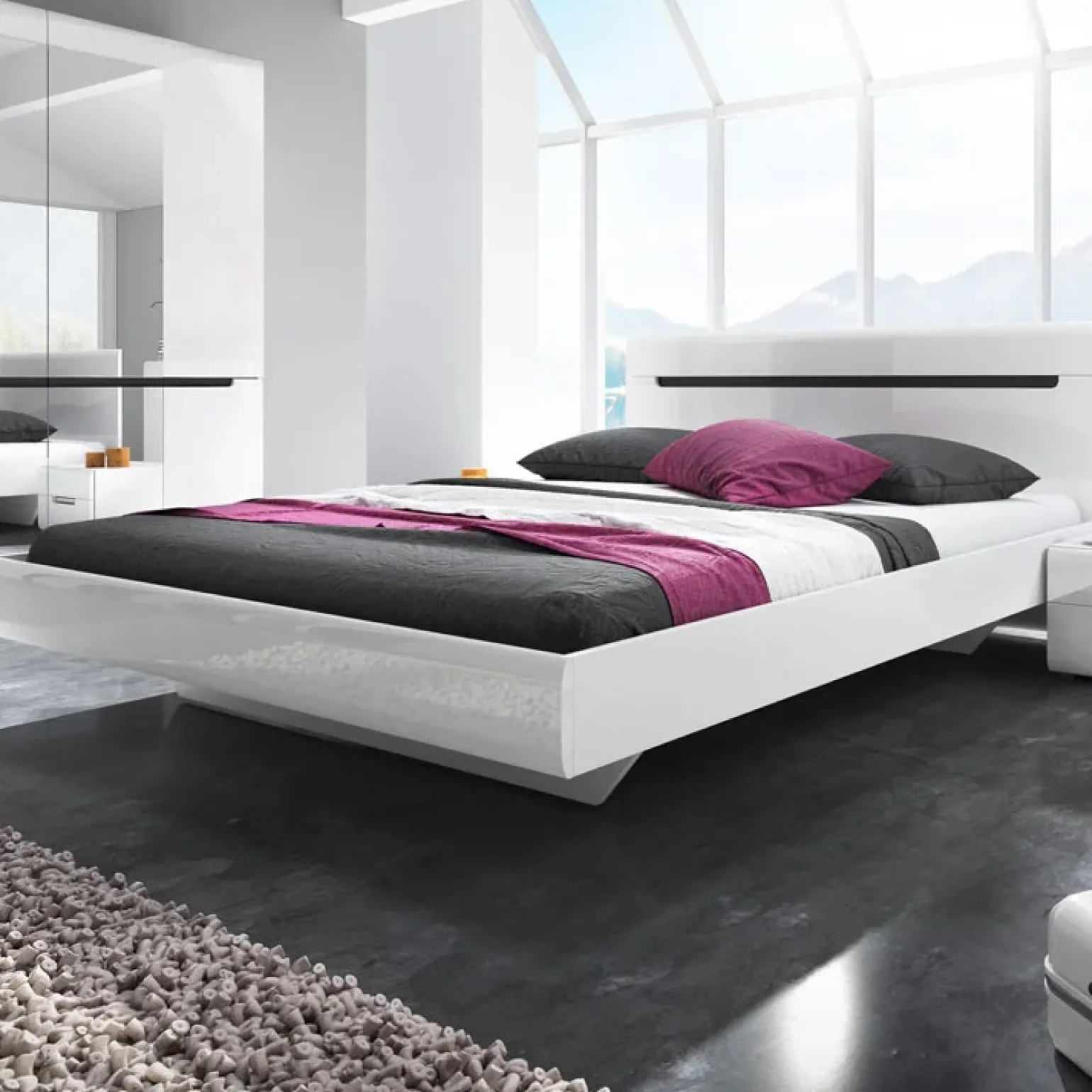 Letto 180x200cm oversize matrimoniale bianco lucido Dubai Gihome®