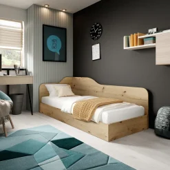 Letto 82x190cm singolo contenitore rovere rustico Alex Gihome®