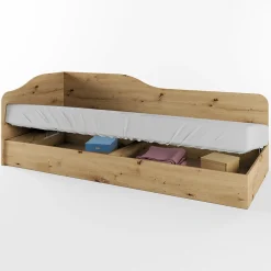 Letto 82x190cm singolo contenitore rovere rustico Alex Gihome®
