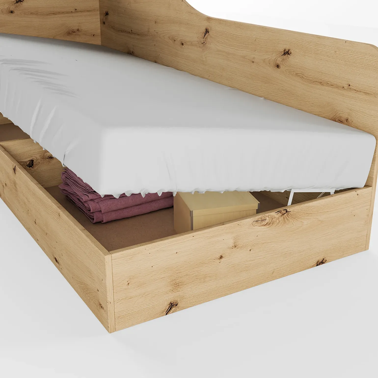 Letto 82x190cm singolo contenitore rovere rustico Alex Gihome®
