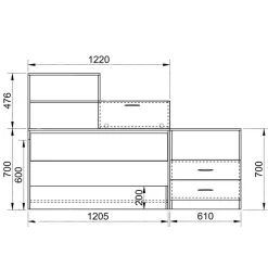 Letto 120x190cm una piazza e mezza con libreria e comò noce Manzoni