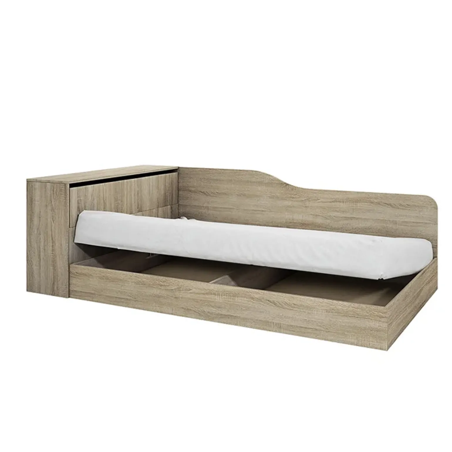 Letto 120x190cm una piazza e mezza contenitore con comò rovere sonoma Joel