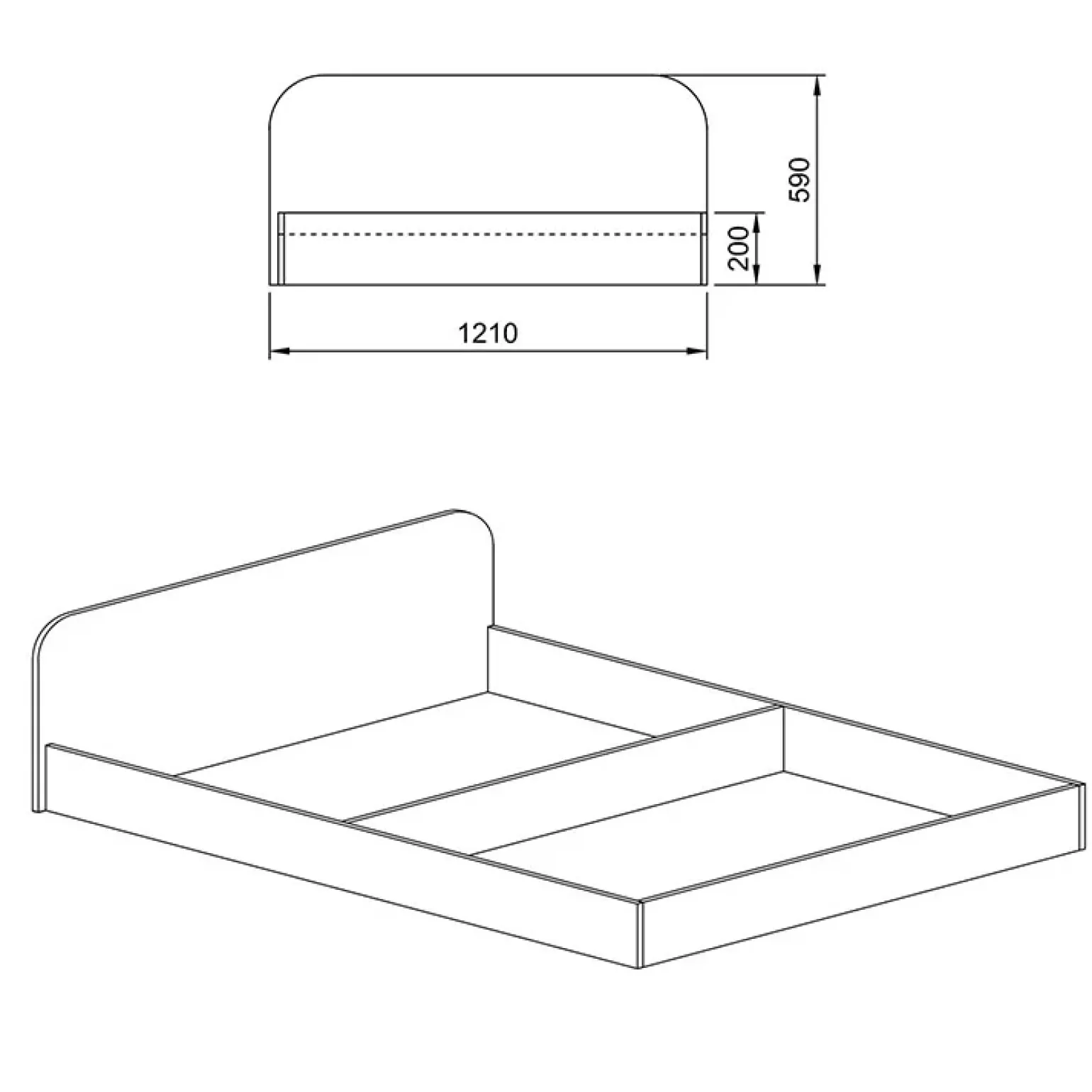 Letto 120x190cm una piazza e mezza contenitore noce Carducci