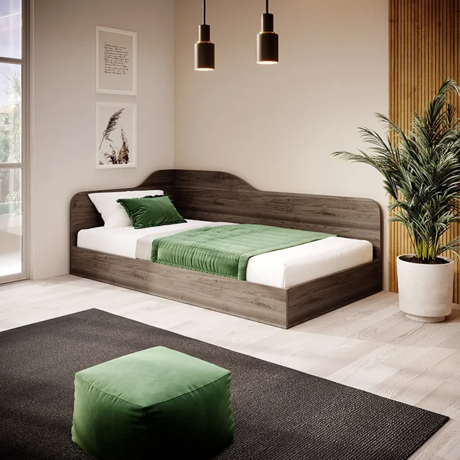 Letto 120x190cm una piazza e mezza contenitore noce Alex Gihome®