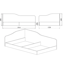 Letto 120x190cm una piazza e mezza contenitore noce Alex Gihome®