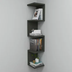 Libreria angolare da parete 22x111h cm con ripiani antracite Reale