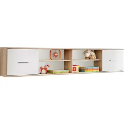 Libreria sospesa 204x39h cm moderna quercia sonoma bianco opaco Ciak