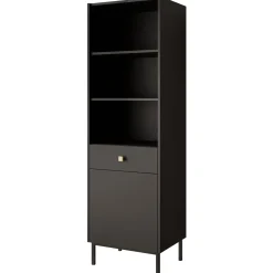 Libreria 54x180h cm 1 anta 1 cassetto 3 vani nero opaco Giuggiola