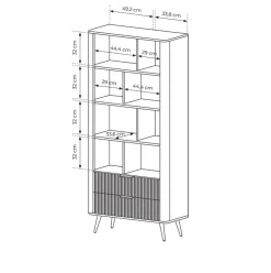 Libreria 88x194h cm 2 cassetti 8 vani a giorno beige cannettato Ramis