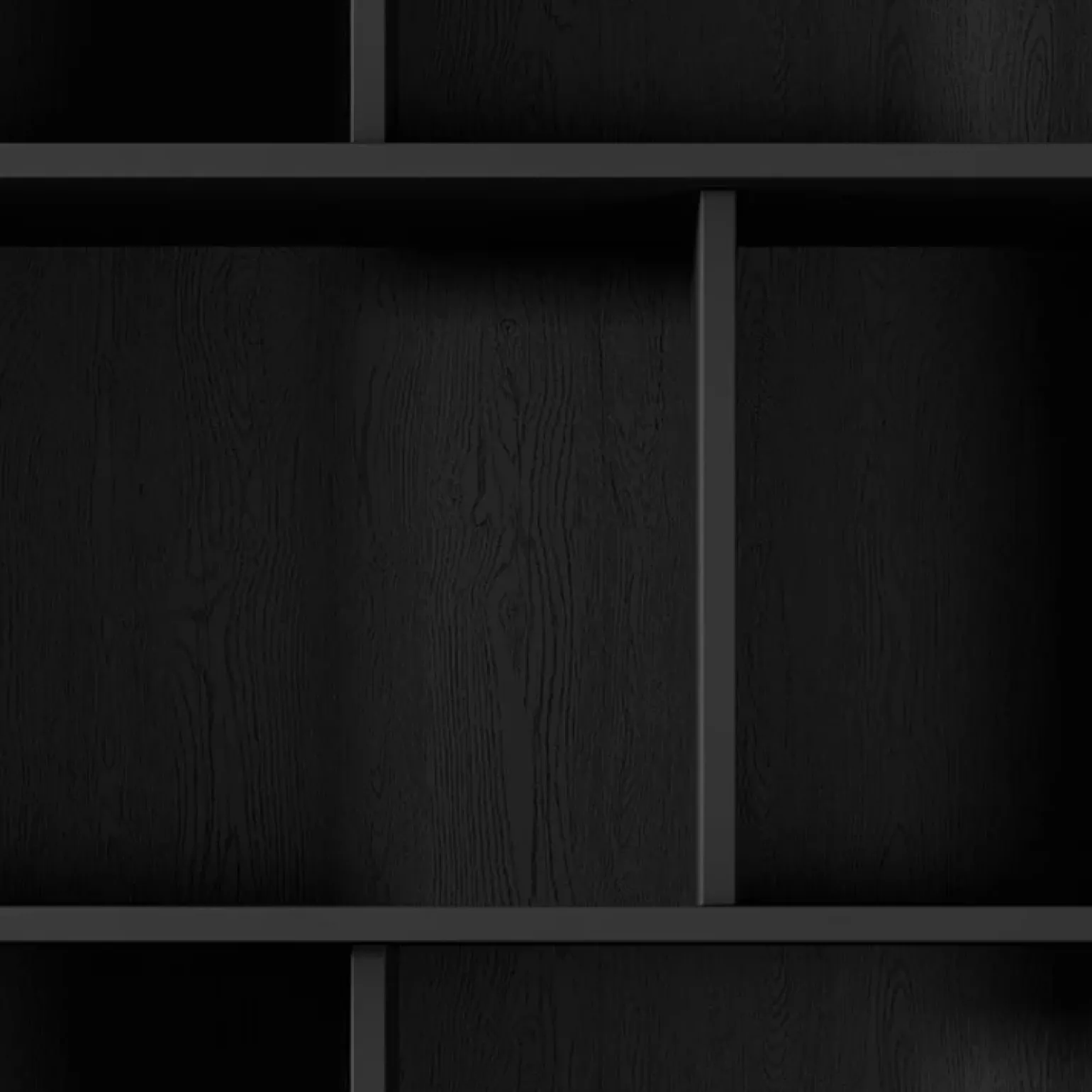 Libreria 88x194h cm 2 cassetti 8 vani a giorno nero opaco cannettato Ramis