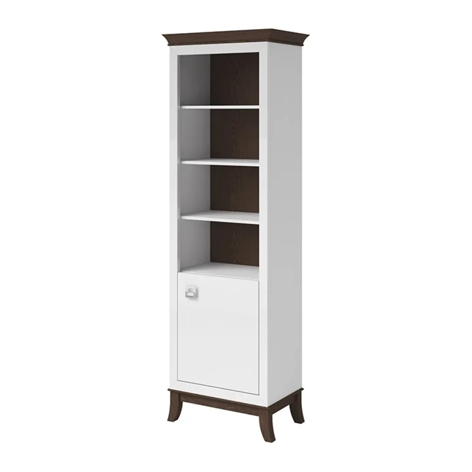 Libreria 66x207h cm 4 ripiani moderna bianco lucido rovere scuro Umag