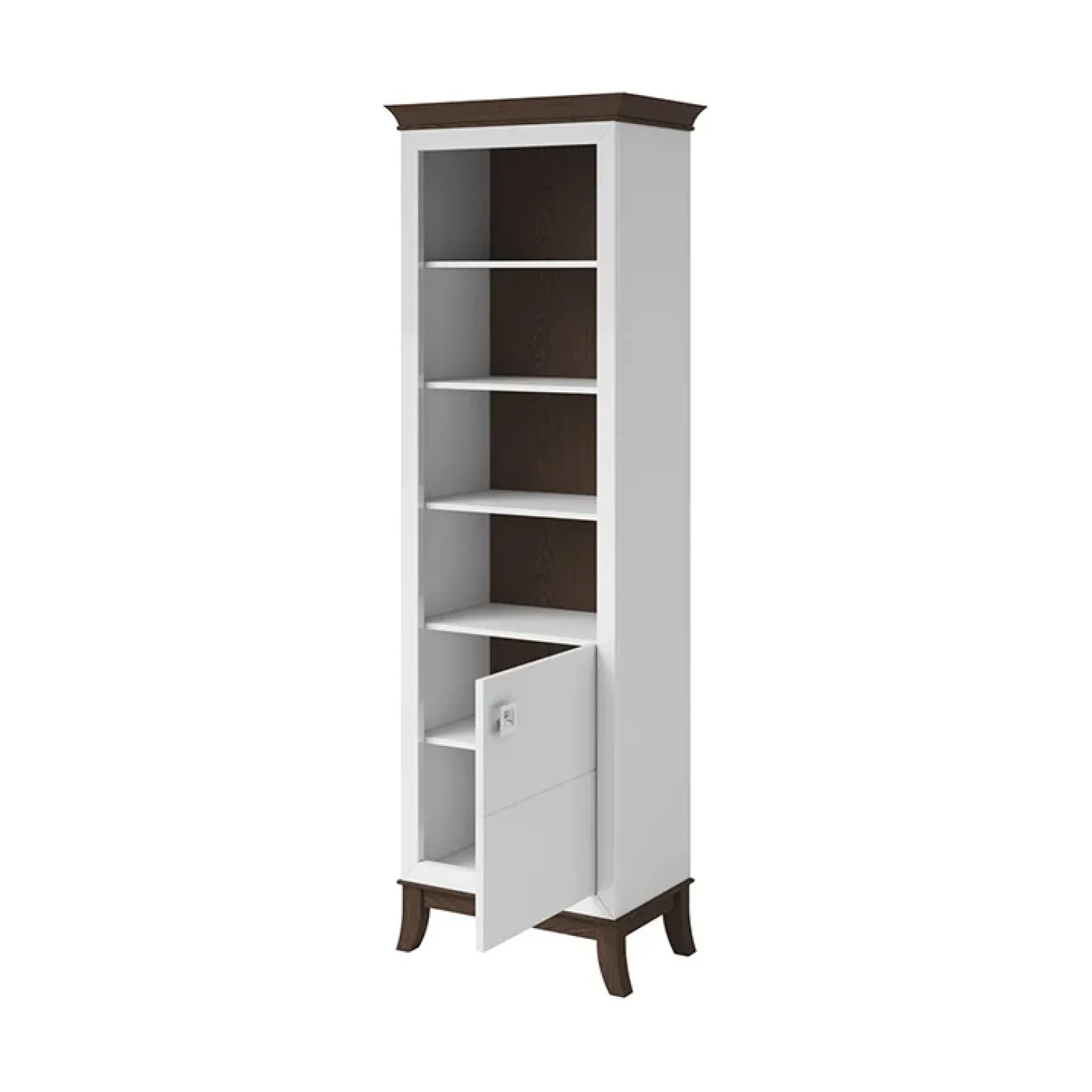 Libreria 66x207h cm 4 ripiani moderna bianco lucido rovere scuro Umag