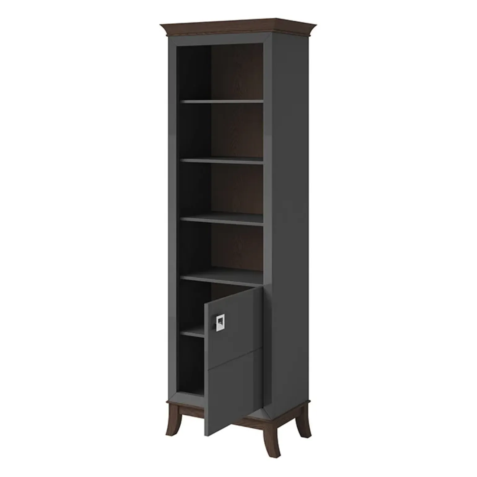 Libreria 66x207h cm 4 ripiani moderna antracite lucido rovere scuro Umag