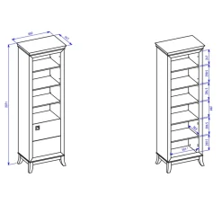 Libreria 66x207h cm 4 ripiani moderna antracite lucido rovere scuro Umag