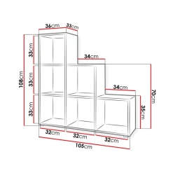 Libreria 105x108h cm 6 vani a giorno moderna bianco Reading