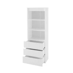 Libreria 60x180h cm 3 vani a giorno 3 cassetti moderna bianco Sterling