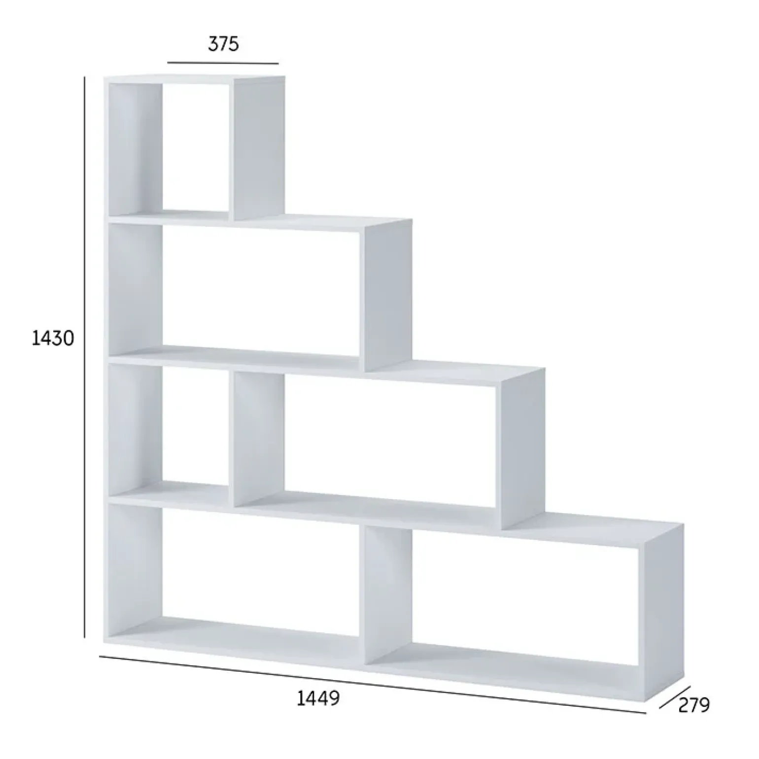 Libreria 145x143h cm a giorno moderna design bianco opaco Katy