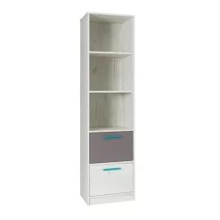 Libreria 50x195h cm con cassetti bianco pino grigio blu Maya Gihome®
