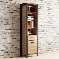 Libreria 55x200h cm design industrial quercia nero opaco Neive