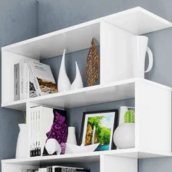 Libreria 80x192h cm design moderno bianco opaco Zaira