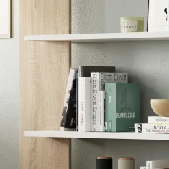 Libreria 180x180h cm moderna bianco opaco e rovere natura Aline 2