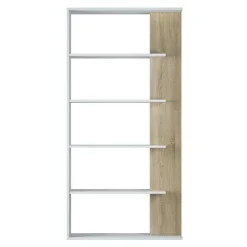 Libreria 90x180h cm moderna bianco opaco rovere Elira