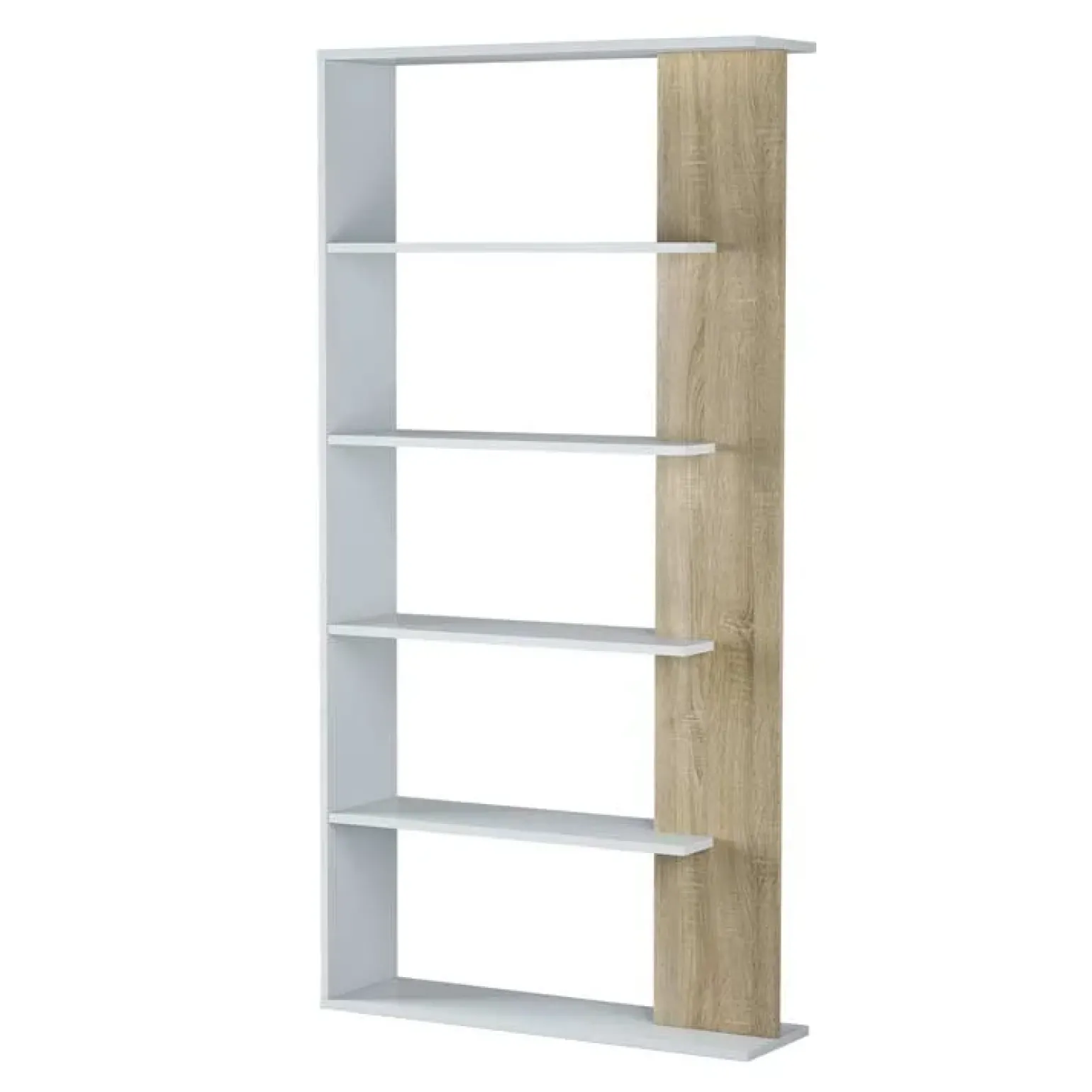 Libreria 90x180h cm moderna bianco opaco rovere Elira