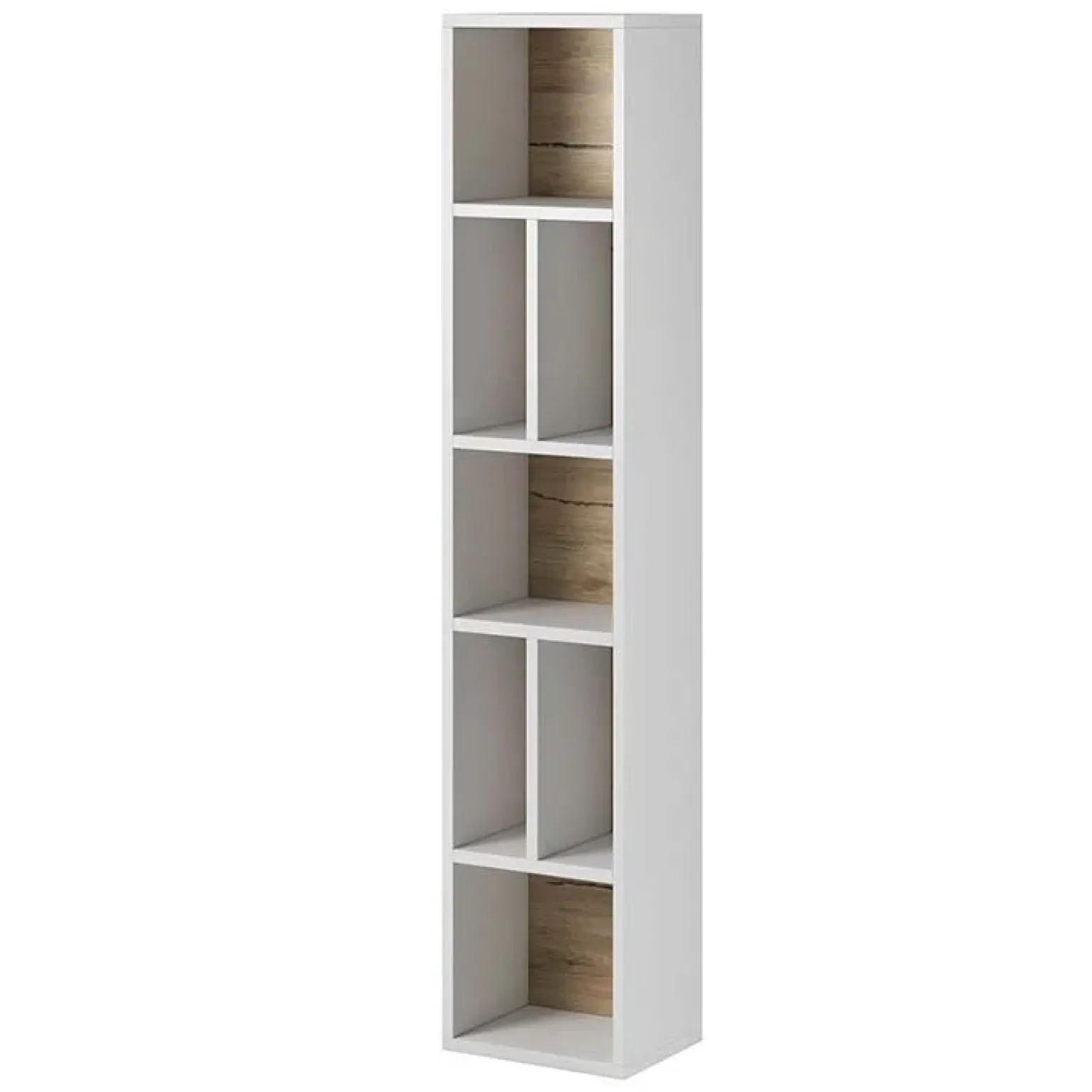 Libreria 32x159h cm moderna design bianco rovere Tahiti