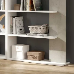 Libreria 180x180h cm moderna design bianco opaco cemento Aline 2
