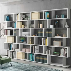 Libreria 160x192h cm moderna design bianco opaco Amira 2