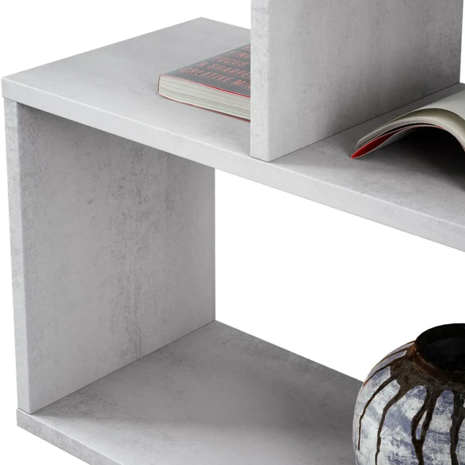 Libreria 110x97h cm moderna design soggiorno cemento Sakura