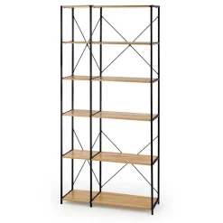 Libreria 90x190h cm moderna industrial nero rovere sonoma Lorez
