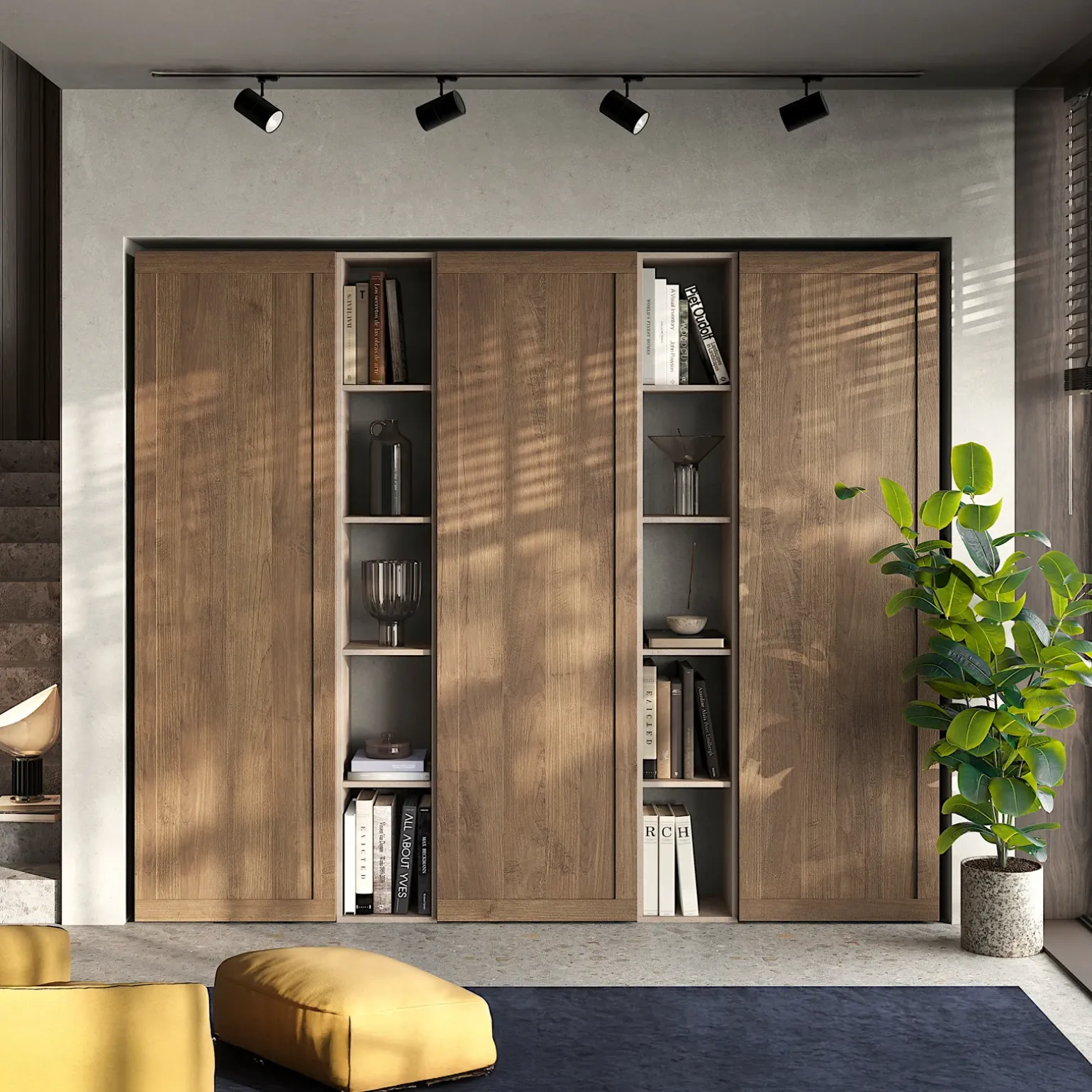 Libreria 218x186h cm rovere scuro beige Sunset 106
