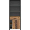 Libreria 75x201h cm stile soft rovere scuro nero Urbania