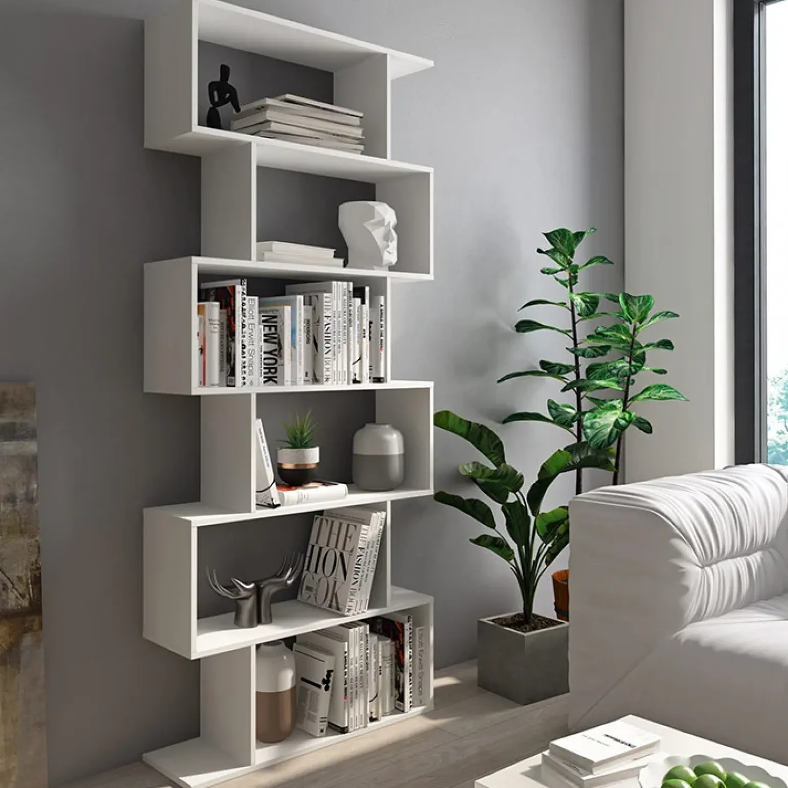 Libreria 80x191h cm ufficio moderna bianco opaco Carry