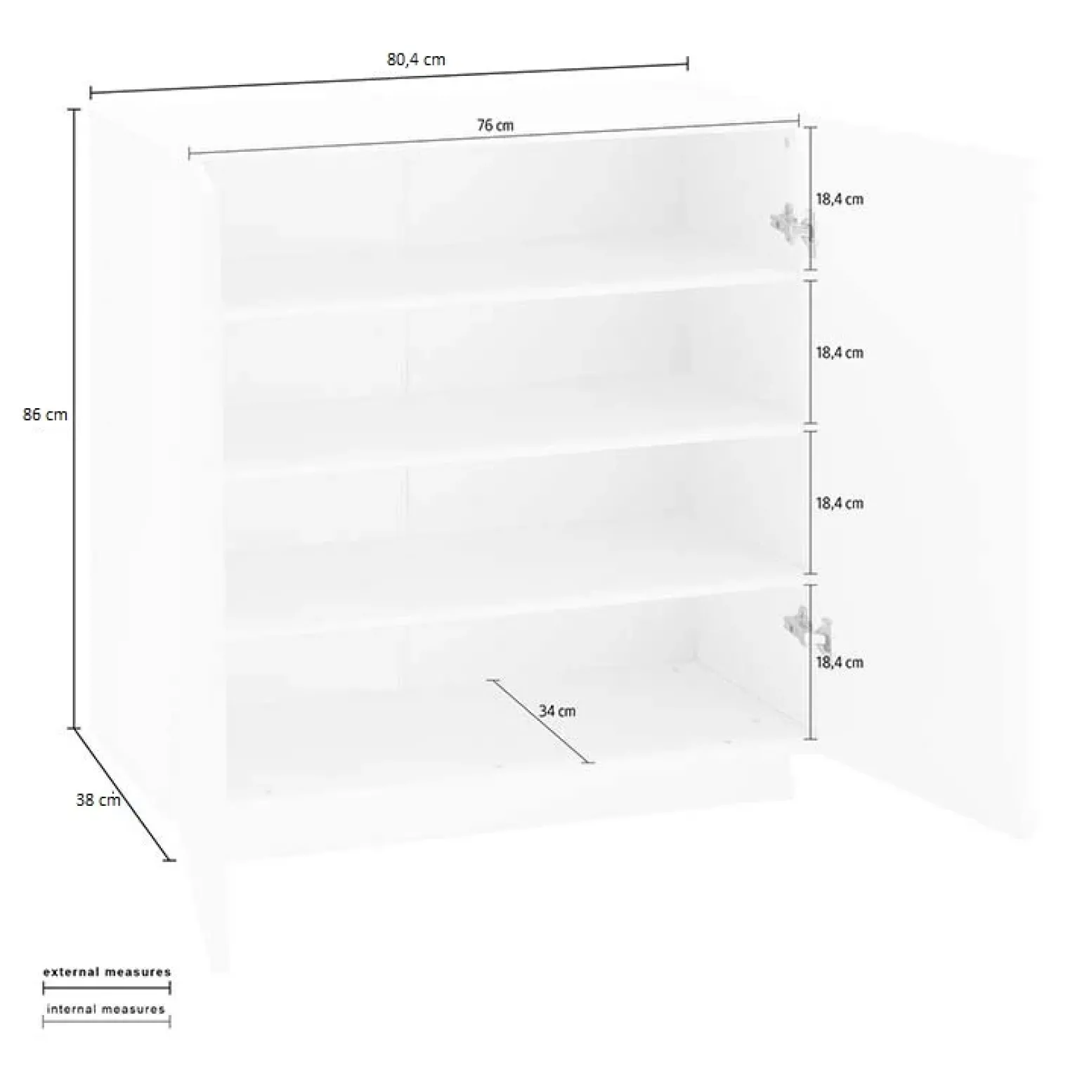 Madia 2 ante 81x86h cm moderna bainco lucido Candia Gihome®