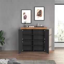 Madia alta moderna 140x130h cm antracite rovere Block