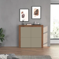 Madia alta moderna 140x130h cm tortora rovere Block