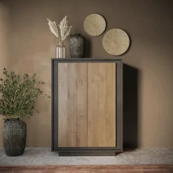 Madia alta 106x171h cm 2 ante antracite rovere scuro Deluxe