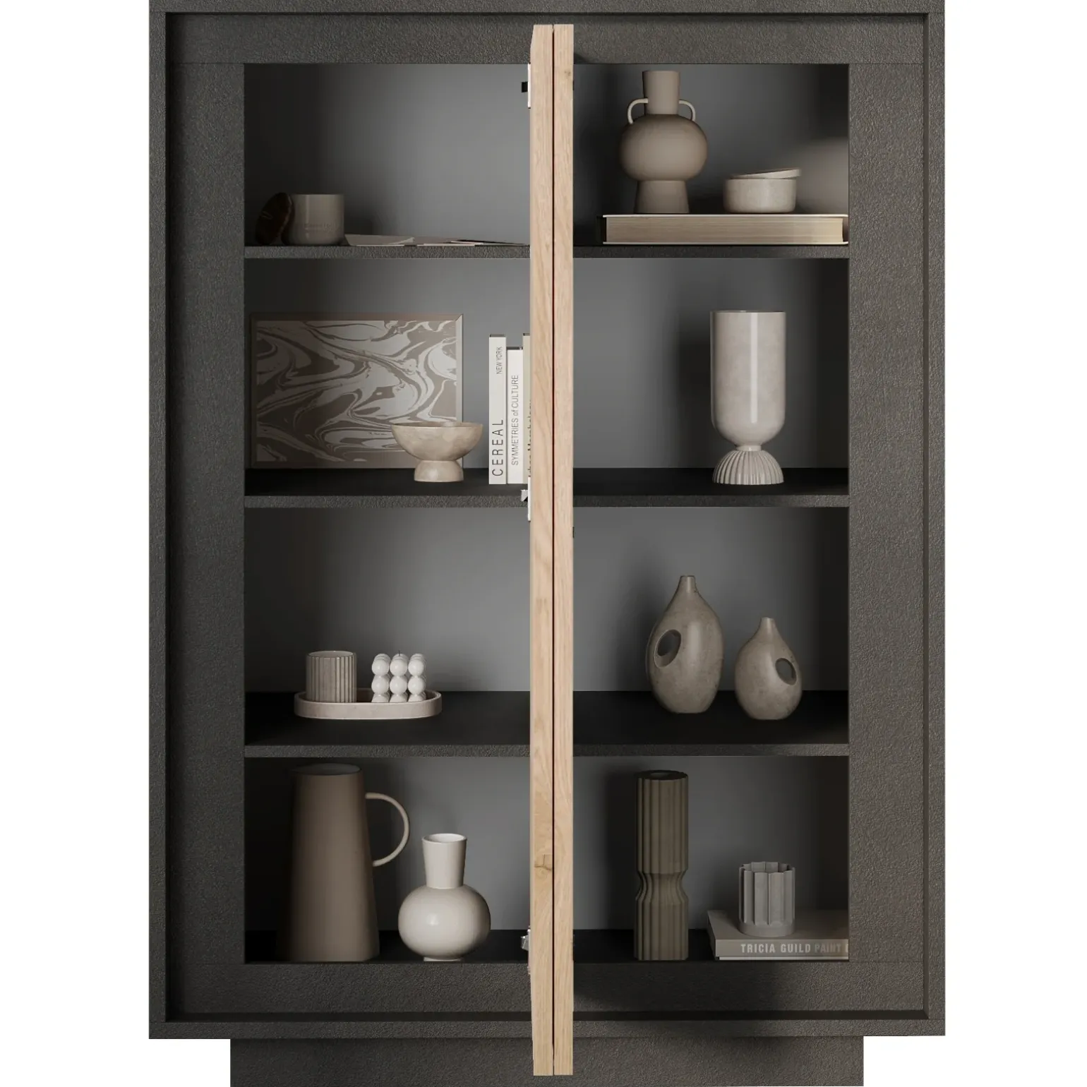 Madia alta 106x171h cm 2 ante antracite rovere chiaro Deluxe